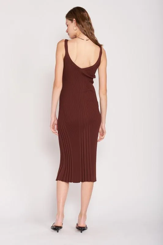 Open Back Ribbed Knit Dress