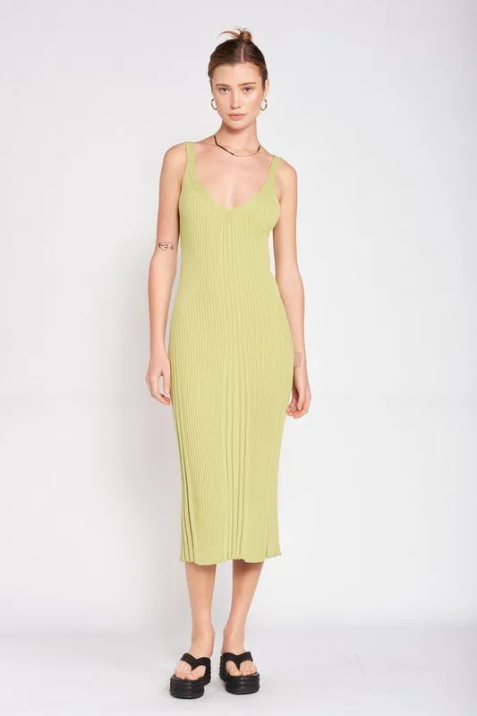 Open Back Ribbed Knit Dress