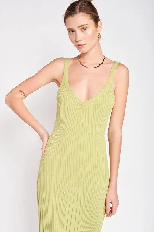 Open Back Ribbed Knit Dress