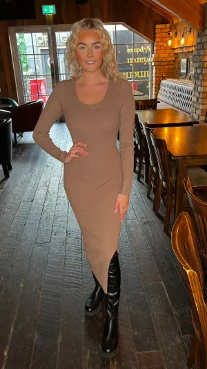 PC MIRA LS KNIT DRESS - FOSSIL