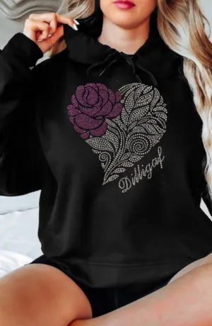 Pink Rose Bedazzled Hoodie