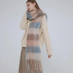 Plaid Scarf Female Elegant Minimalist Imitation Cashmere Warm Shawl