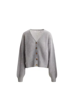 Precise Knit Cardigan - Dusty Blue Melange