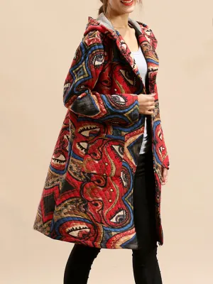 Printed Pocket Long Sleeves Coats
