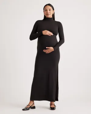 Recycled Knit Maternity Mock Neck Maxi Dress