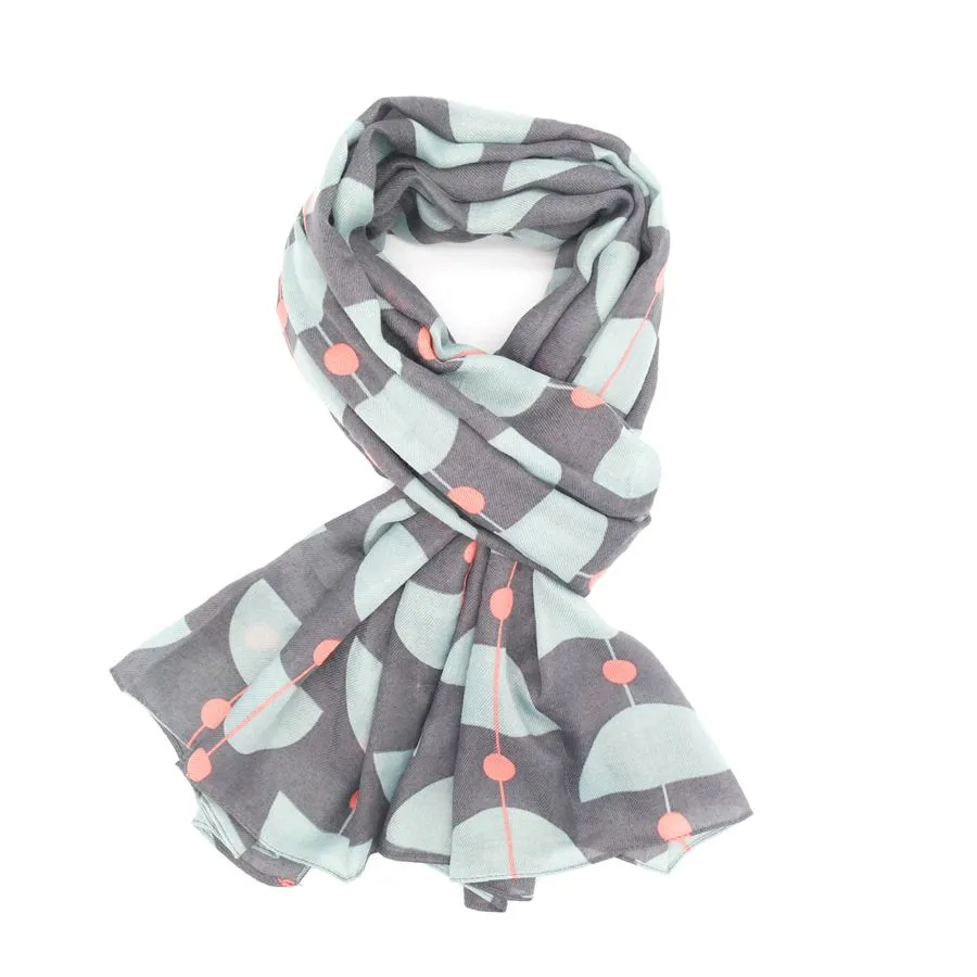 Retro Shapes Scarf Grey