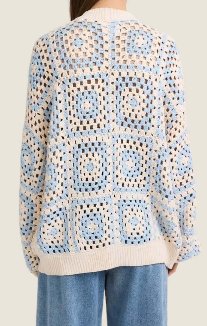 Ryker Baby Blue Crochet Cardigan