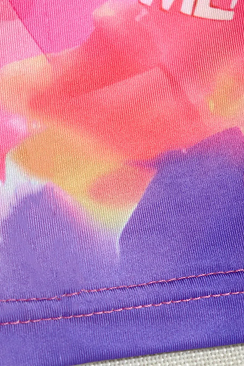 Tie Dye Long Sleeve Crop Ruched Skirt Set