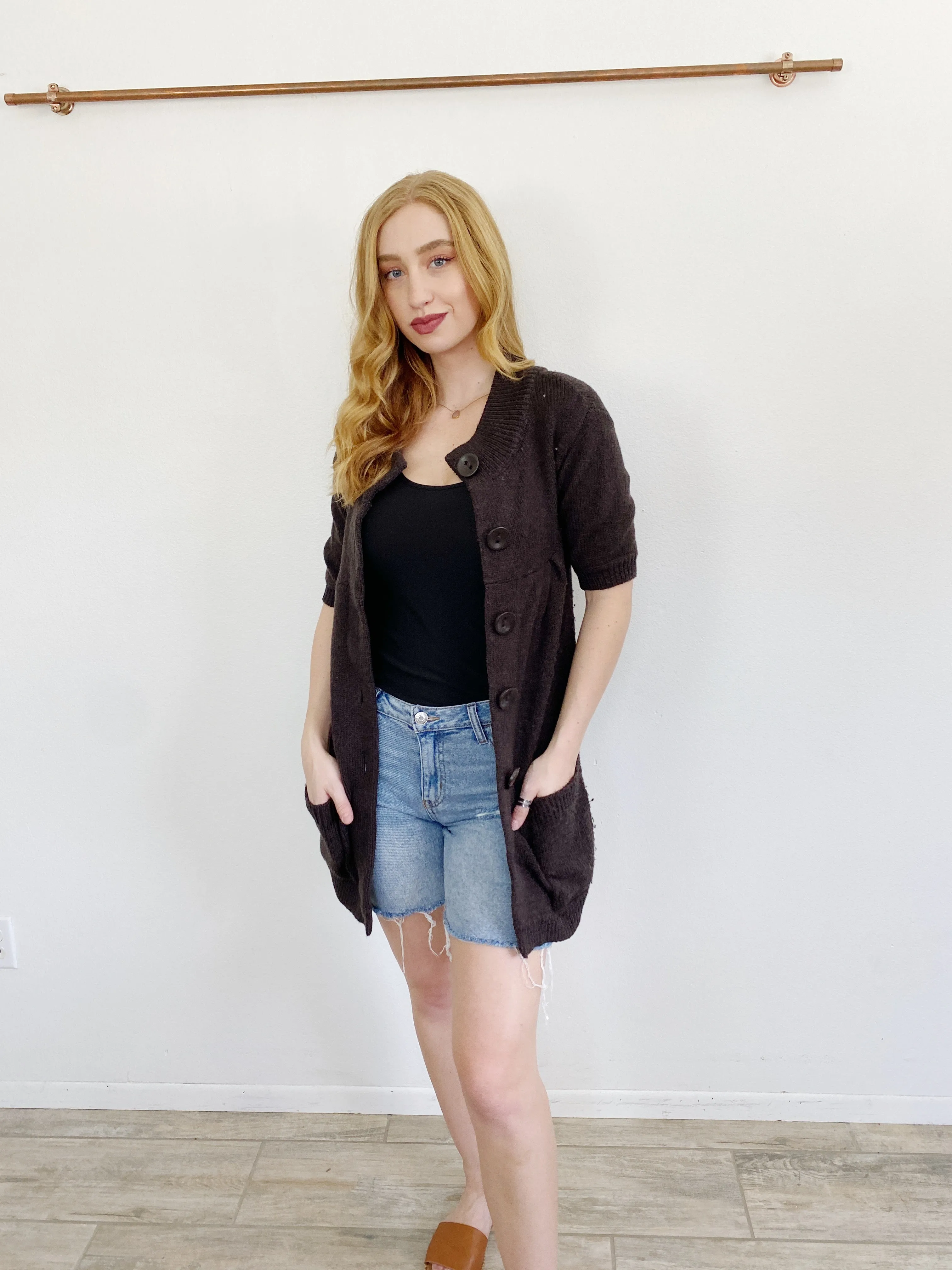 VINCE Wool Knit Brown Cardigan Sweater XS