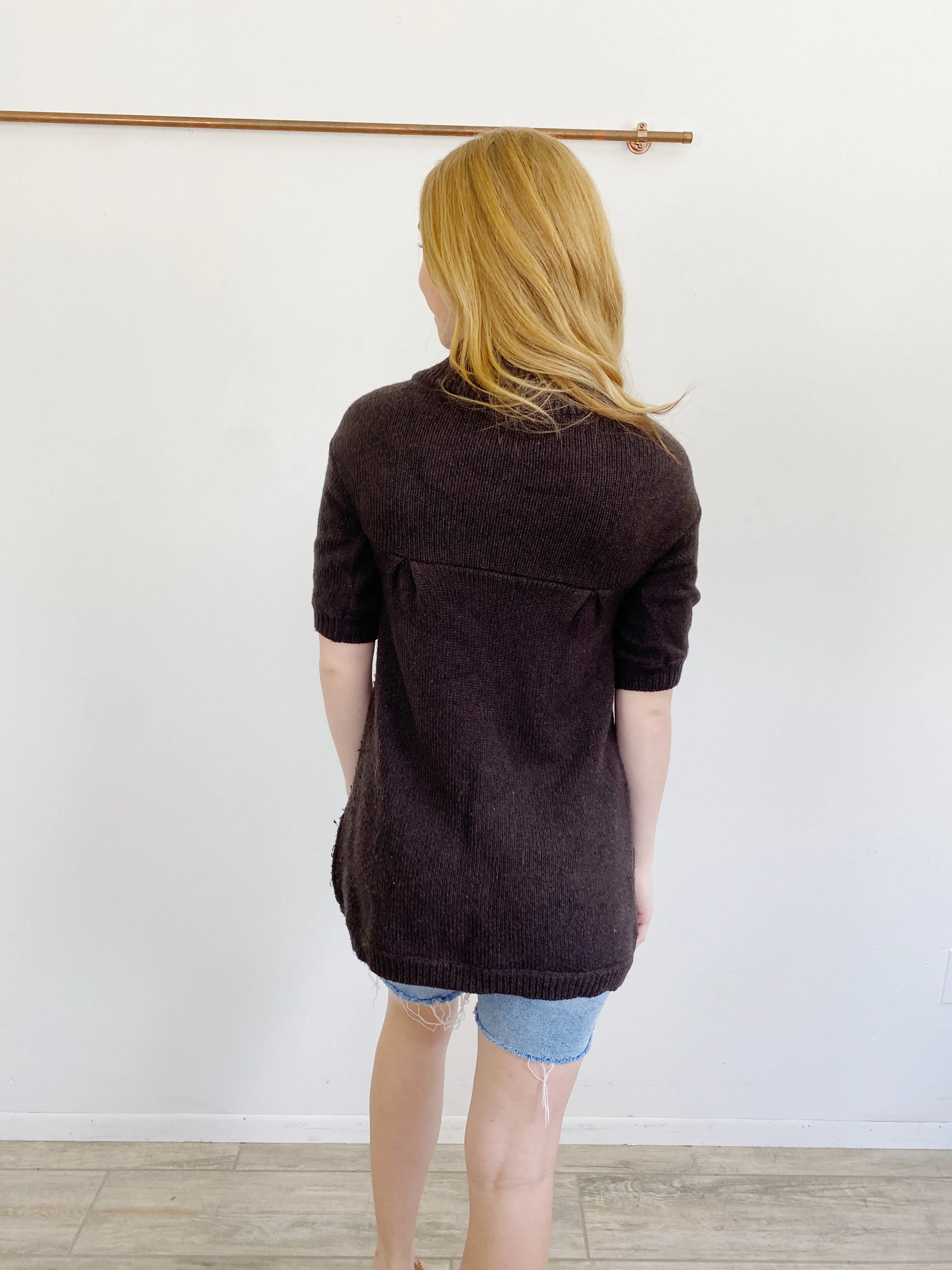 VINCE Wool Knit Brown Cardigan Sweater XS