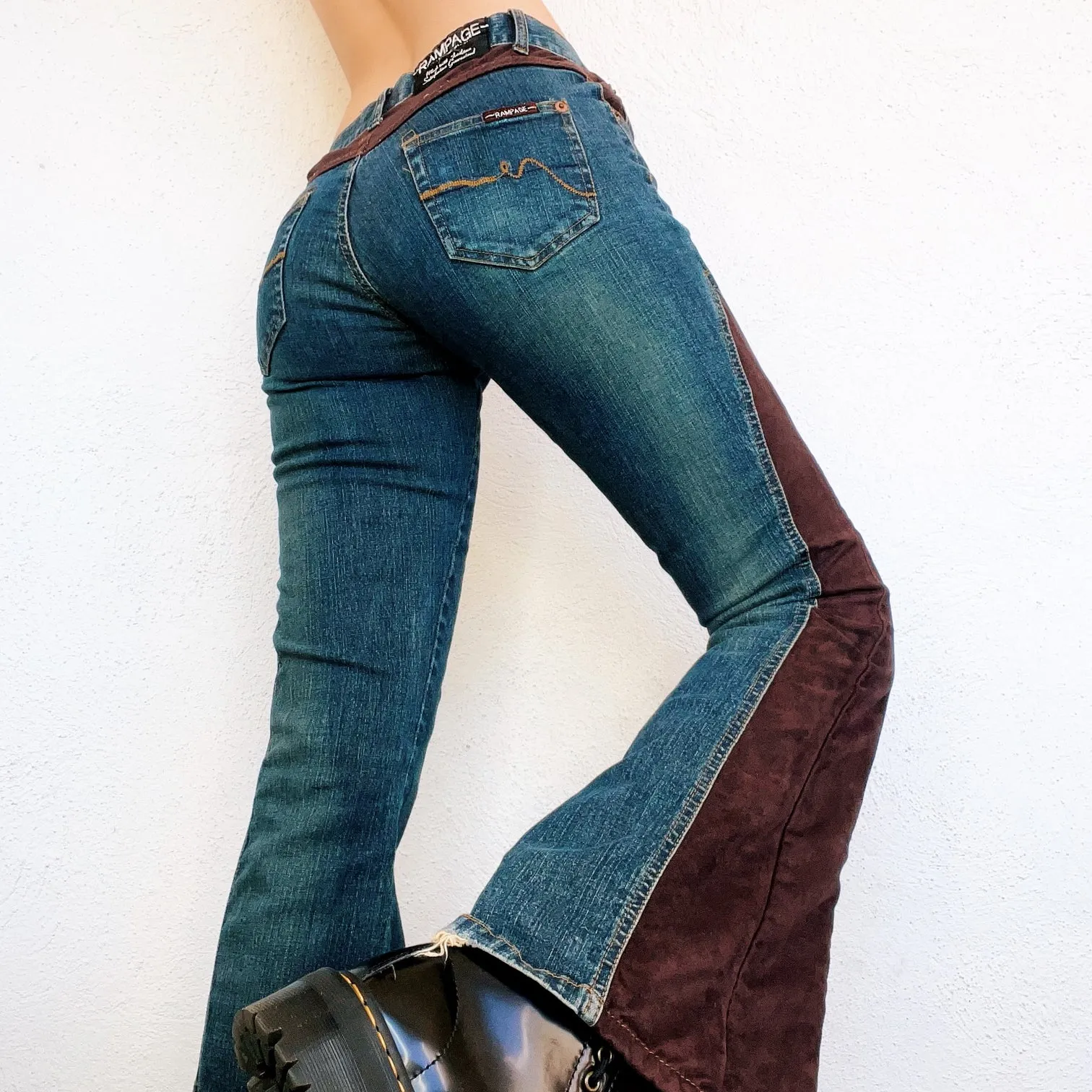 Vintage Brown Paneled Jeans
