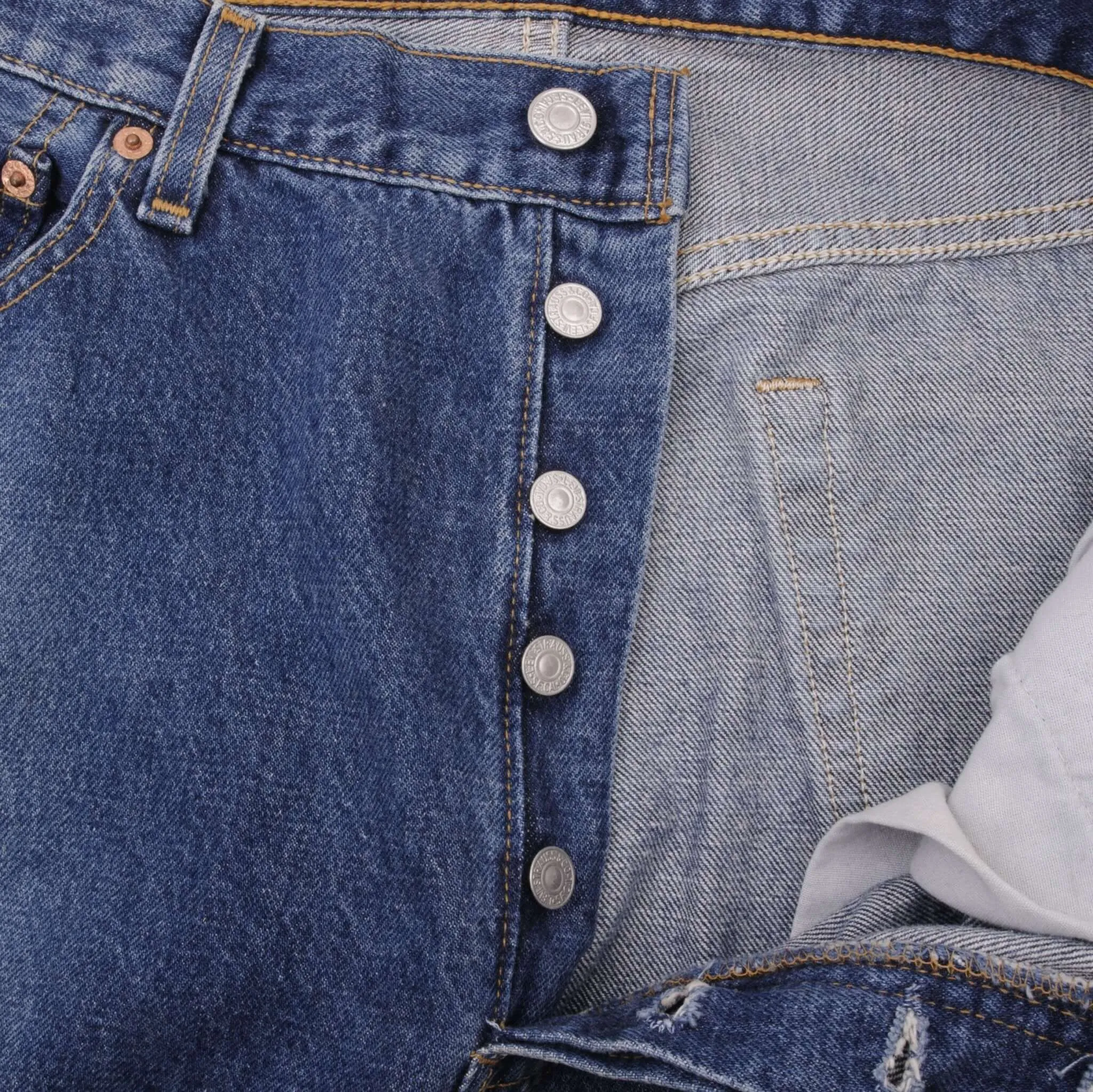 VINTAGE LEVIS 501 JEANS INDIGO 1990S SIZE W35 L31 MADE IN USA