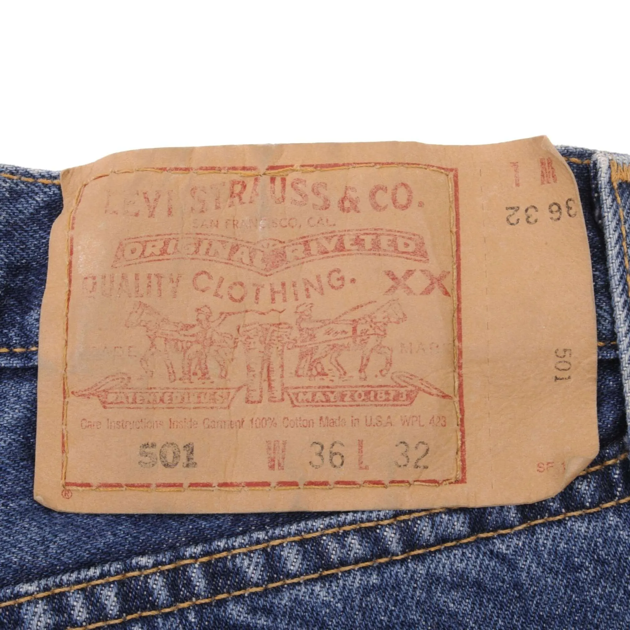 VINTAGE LEVIS 501 JEANS INDIGO 1990S SIZE W35 L31 MADE IN USA