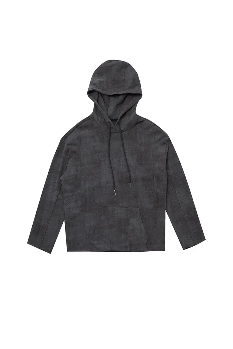 Vintage Oversized Washed Pullover Hoodie with Raw Edge