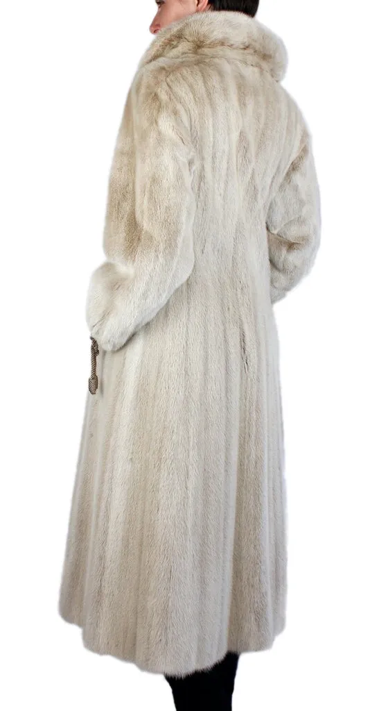 Vintage *Unique* Blush-Dyed Mink Fur Coat w/ Matching Rope Ties -S