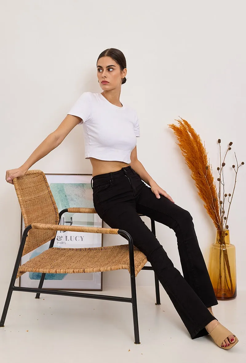 Wholesale Black Push Up Flare Trousers