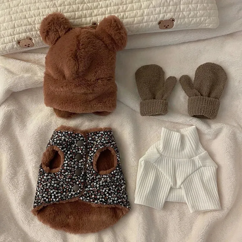 Winter Chic: Pet Vest with Cute Hat - Keep Your Chihuahua, Kitten, or Poodle Warm and Fashionable in this Stylish Plush Coat and Hat Ensemble