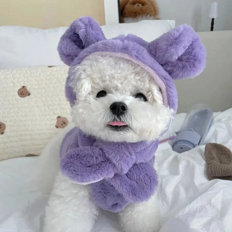 Winter Chic: Pet Vest with Cute Hat - Keep Your Chihuahua, Kitten, or Poodle Warm and Fashionable in this Stylish Plush Coat and Hat Ensemble