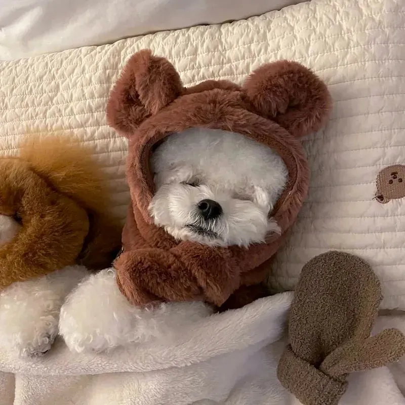 Winter Chic: Pet Vest with Cute Hat - Keep Your Chihuahua, Kitten, or Poodle Warm and Fashionable in this Stylish Plush Coat and Hat Ensemble