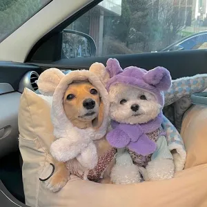 Winter Chic: Pet Vest with Cute Hat - Keep Your Chihuahua, Kitten, or Poodle Warm and Fashionable in this Stylish Plush Coat and Hat Ensemble