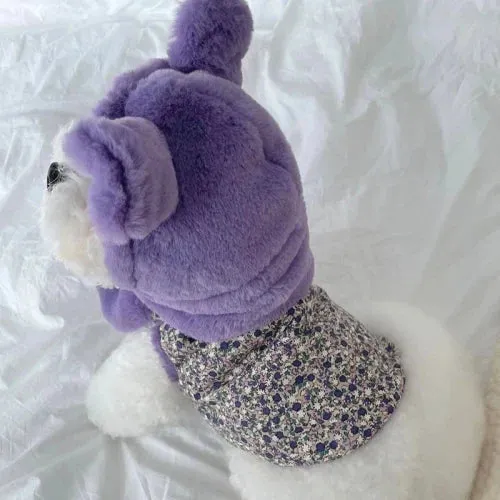 Winter Chic: Pet Vest with Cute Hat - Keep Your Chihuahua, Kitten, or Poodle Warm and Fashionable in this Stylish Plush Coat and Hat Ensemble