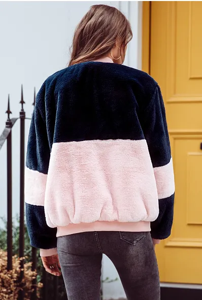 Women's Autumn & Winter Contrast Color Fur Coat
