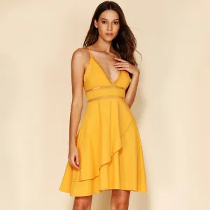 Women's Casual Cotton Sleeveless V-Neck Mini Dress