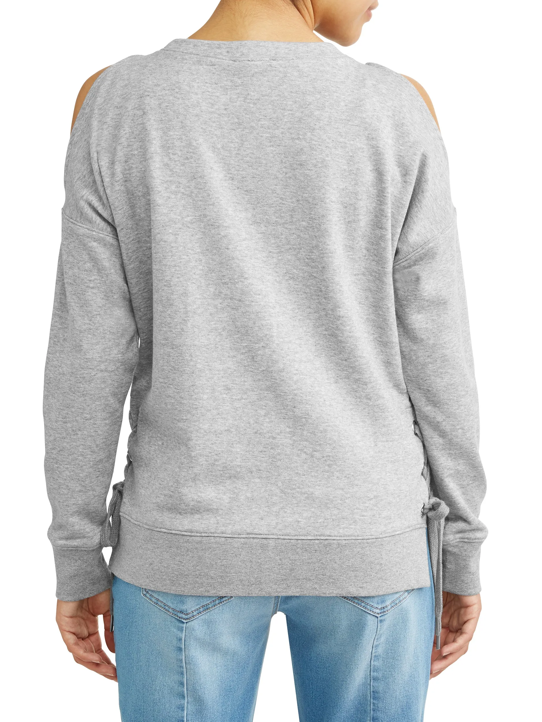 Women's Cold Shoulder Side-Lace Grommet Sweatshirt