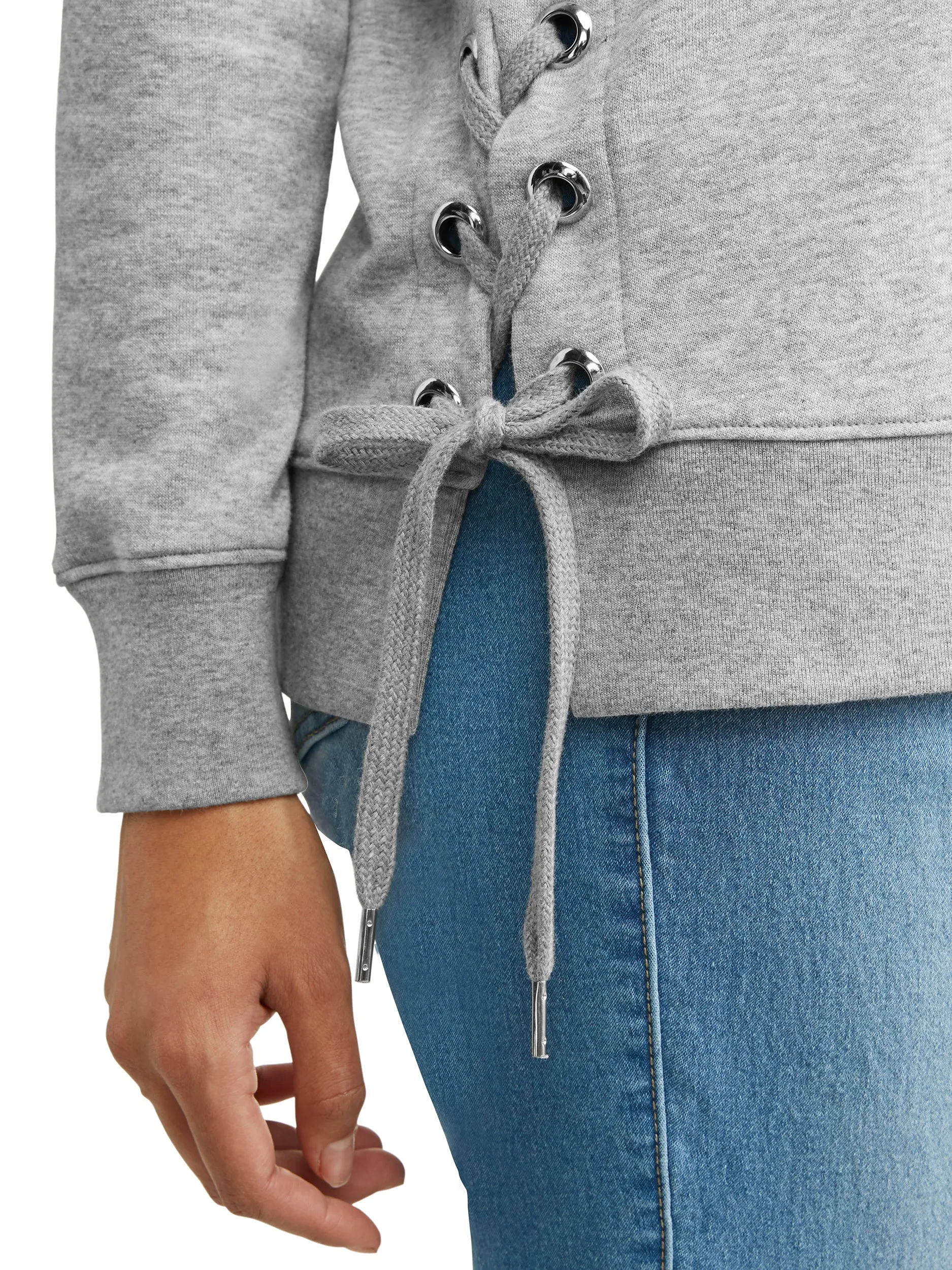 Women's Cold Shoulder Side-Lace Grommet Sweatshirt
