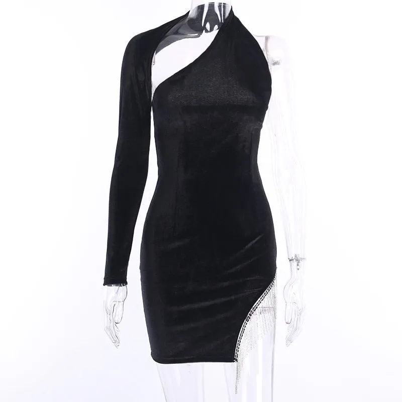 Women's One-Shoulder Bodycon Mini Dress