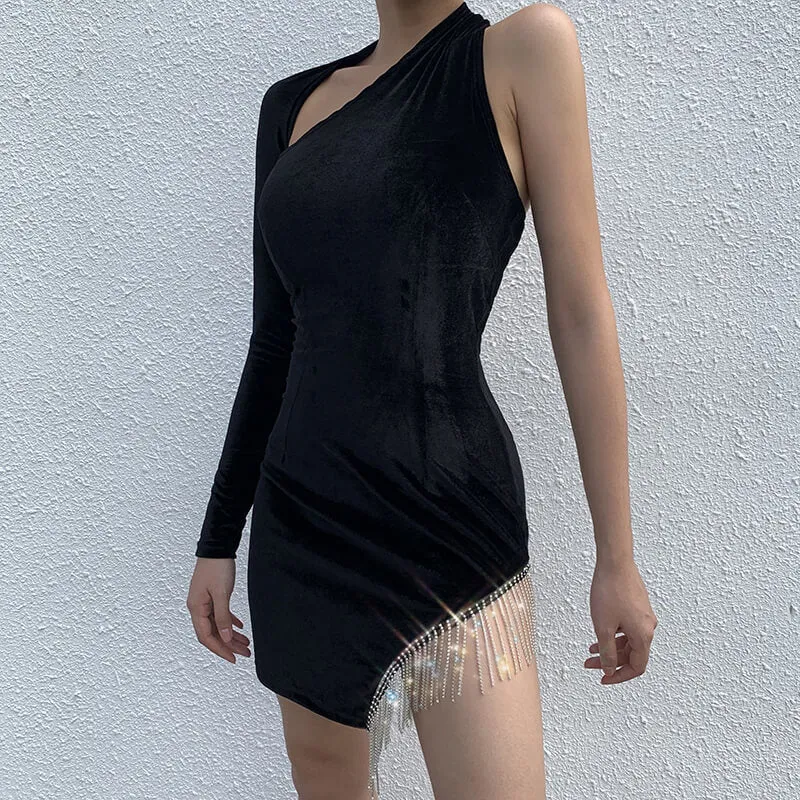 Women's One-Shoulder Bodycon Mini Dress