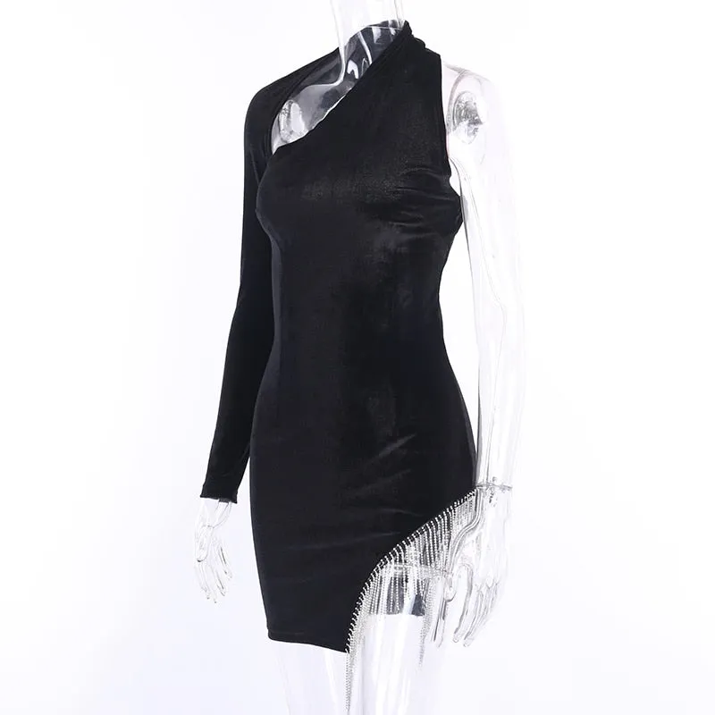 Women's One-Shoulder Bodycon Mini Dress