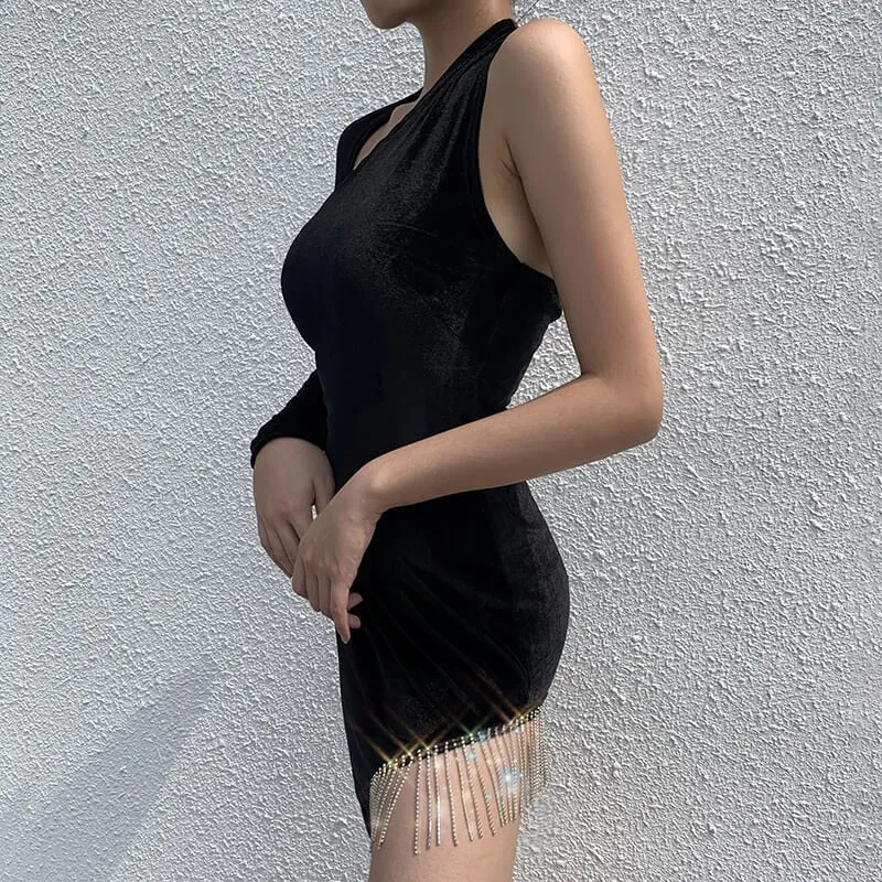 Women's One-Shoulder Bodycon Mini Dress
