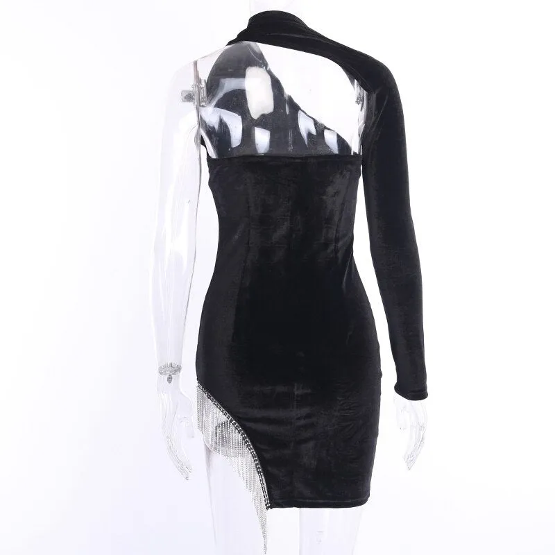 Women's One-Shoulder Bodycon Mini Dress