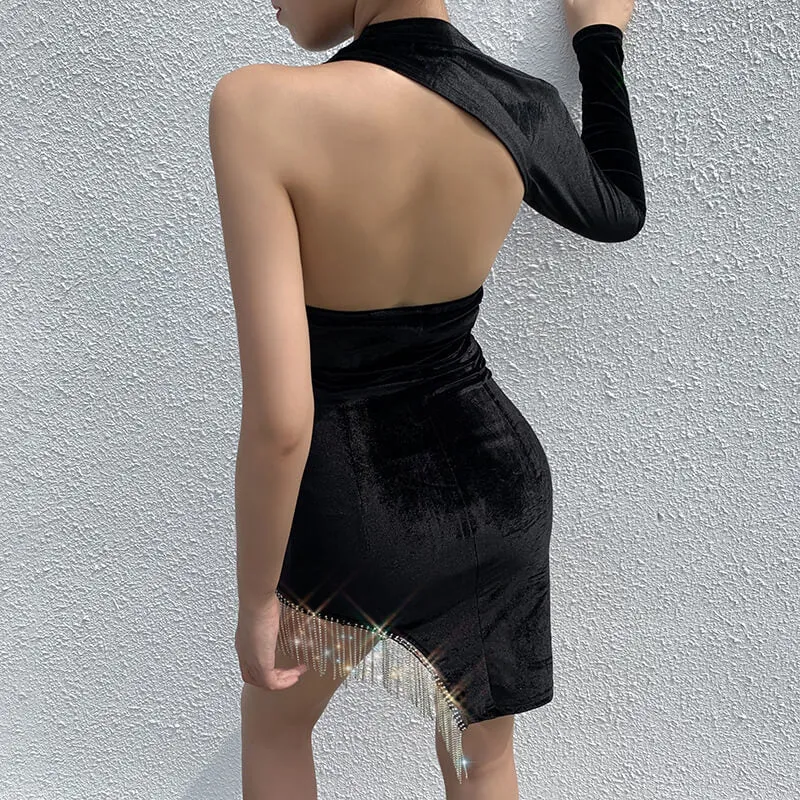 Women's One-Shoulder Bodycon Mini Dress