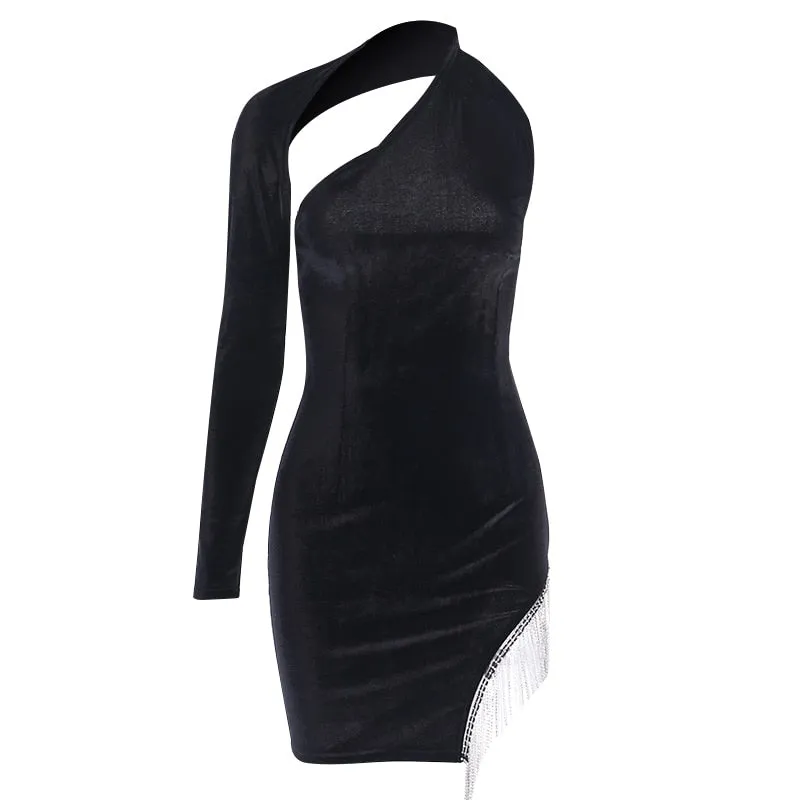 Women's One-Shoulder Bodycon Mini Dress