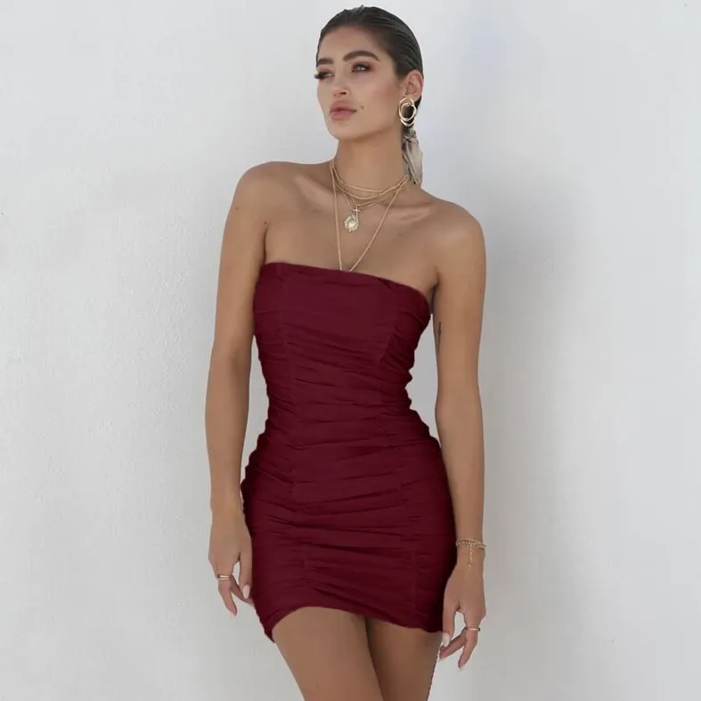 Women's Summer Mini Strapless Sheath Dress