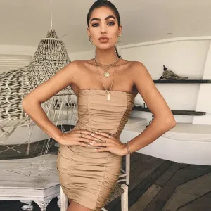 Women's Summer Mini Strapless Sheath Dress