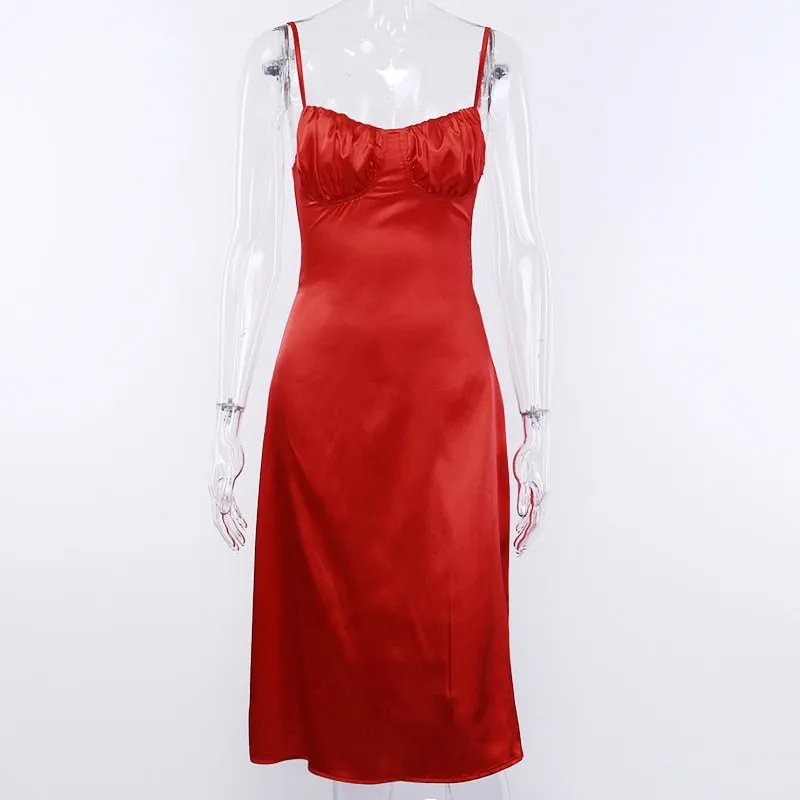 Women's Summer Sleeveless Silk Solid Dress