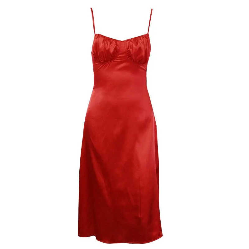 Women's Summer Sleeveless Silk Solid Dress