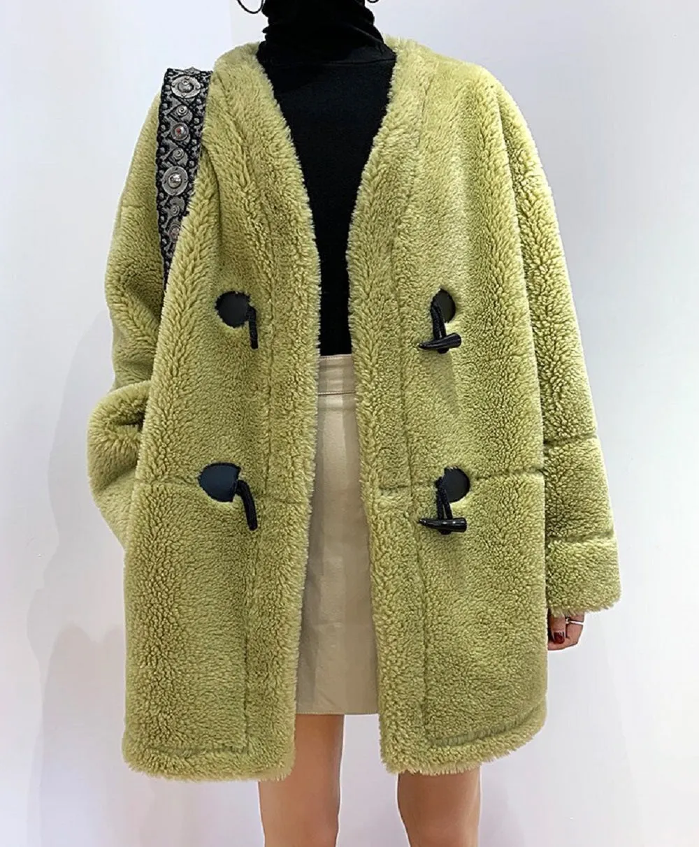 Women's Winter Casual Thick Hooded Coat With Sheep Fur